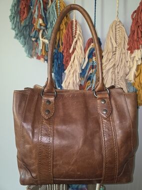 FRYE MELISSA Brown/Cognac Leather Tote Bag